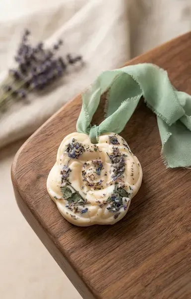 Ambientador de soja y cera de abeja con forma floral