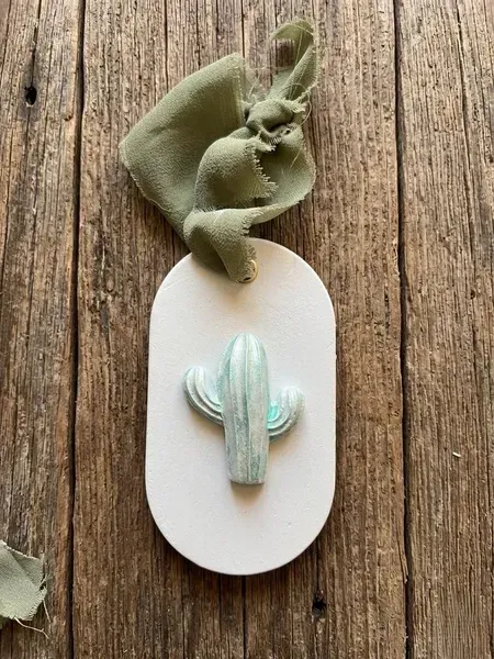 Ambientador de yeso artesanal tipo cactus para decoración de hogar